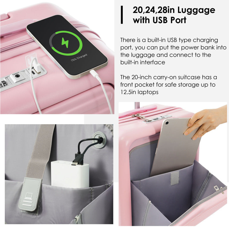 Luggage Set of 3 Pcs with USB Port+Handle Bags