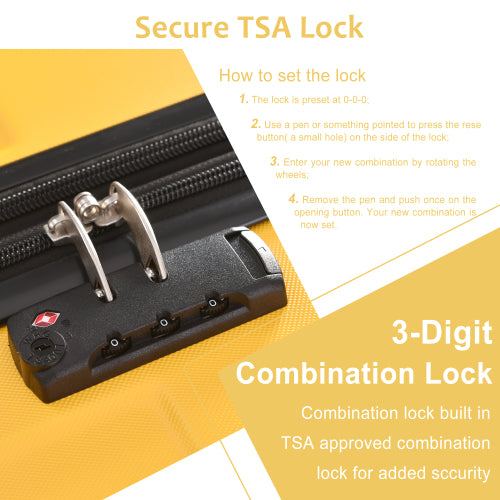 Expandable Hard Luggage Sets 3 Piece with Double Spinner TSA Lock (20/24/28Inch)