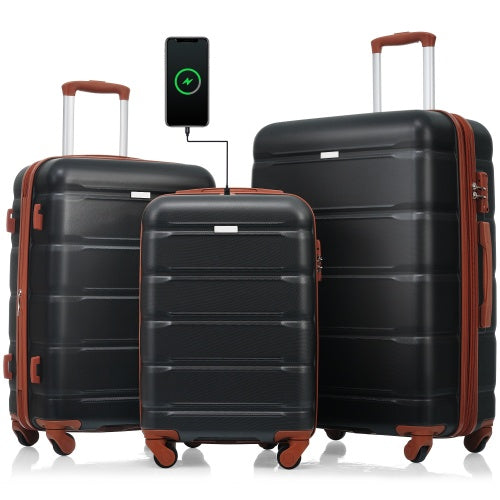 Luggage Set of 3 Pieces 20-inch with USB Port, Airline Certified with Cup Holder