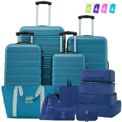 Hardshell Luggage Sets 4 pcs +Protection Cover +Bags with TSA Lock 16"+20"+24"+28" Inch Suitcase