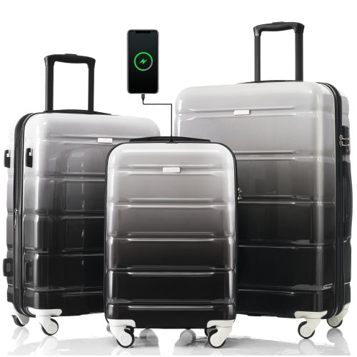 Luggage Set of 3 Pieces 20-inch with USB Port, Airline Certified with Cup Holder