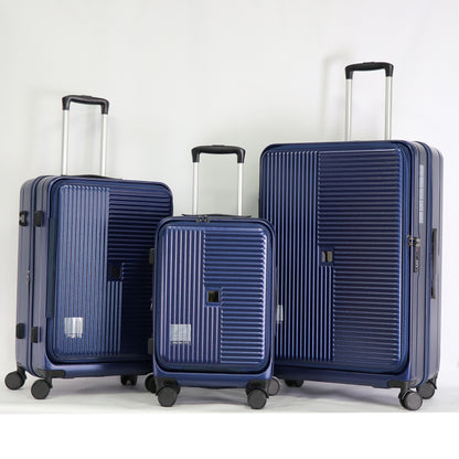 Blue Hardshell Luggage 3 Sets with Front Opening TSA Approved Lock