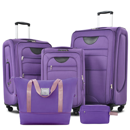 Softside Luggage Sets Expandable 3 Piece Suitcase with Duffel Bag Upright Spinner Travel Set