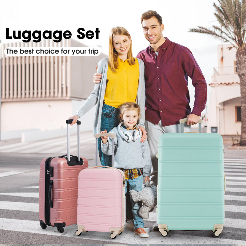 Hardshell Luggage Sets 4 pcs +Protection Cover +Bags with TSA Lock 16"+20"+24"+28" Inch Suitcase