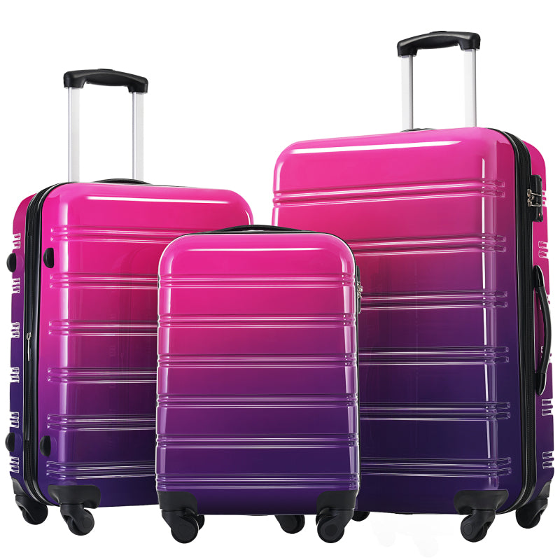 Hardshell Luggage Sets 3 Piece Gradient Color Expandable Suitcase Available 20" 24" 28" Inch