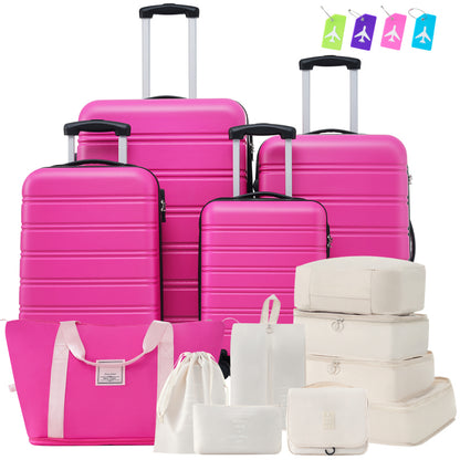 Hardshell Luggage Sets 4 pcs +Protection Cover +Bags with TSA Lock 16"+20"+24"+28" Inch Suitcase