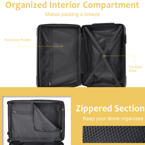 Expandable Hard Luggage Sets 3 Piece with Double Spinner TSA Lock (20/24/28Inch)