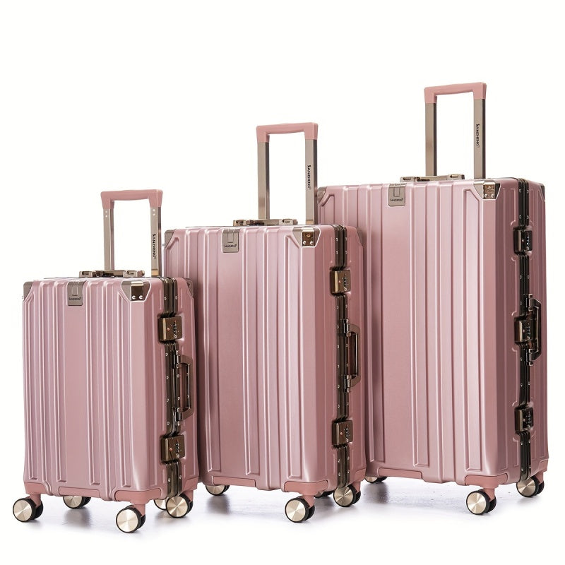 Aluminum Frame Luggage Sets 3 Pieces 20/24/28 Inch Travel Suitcases