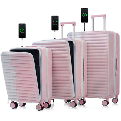 Luggage 3 Piece Sets 20/24/28" Inch with TSA Lock , usb interface, universal wheel,cup holder