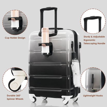 Luggage Set of 3 Pieces 20-inch with USB Port, Airline Certified with Cup Holder