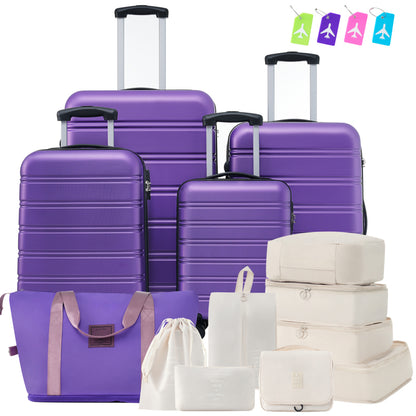 Hardshell Luggage Sets 4 pcs +Protection Cover +Bags with TSA Lock 16"+20"+24"+28" Inch Suitcase