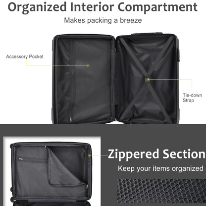 Luggage Sets 3 Piece, Expandable Hard shell ABS Suitcases Travel luggage Set with TSA Lock 20/24/28 Inch