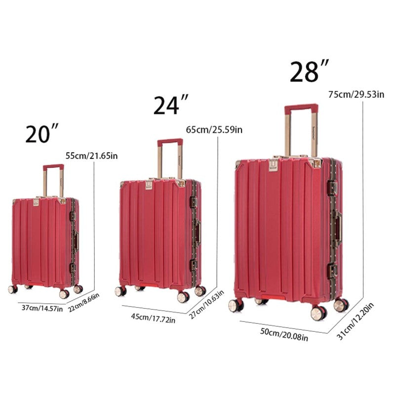 Luggage 3 Sets 20/24/28 Inch with Aluminum Frame Password Lock Travel Suitcases